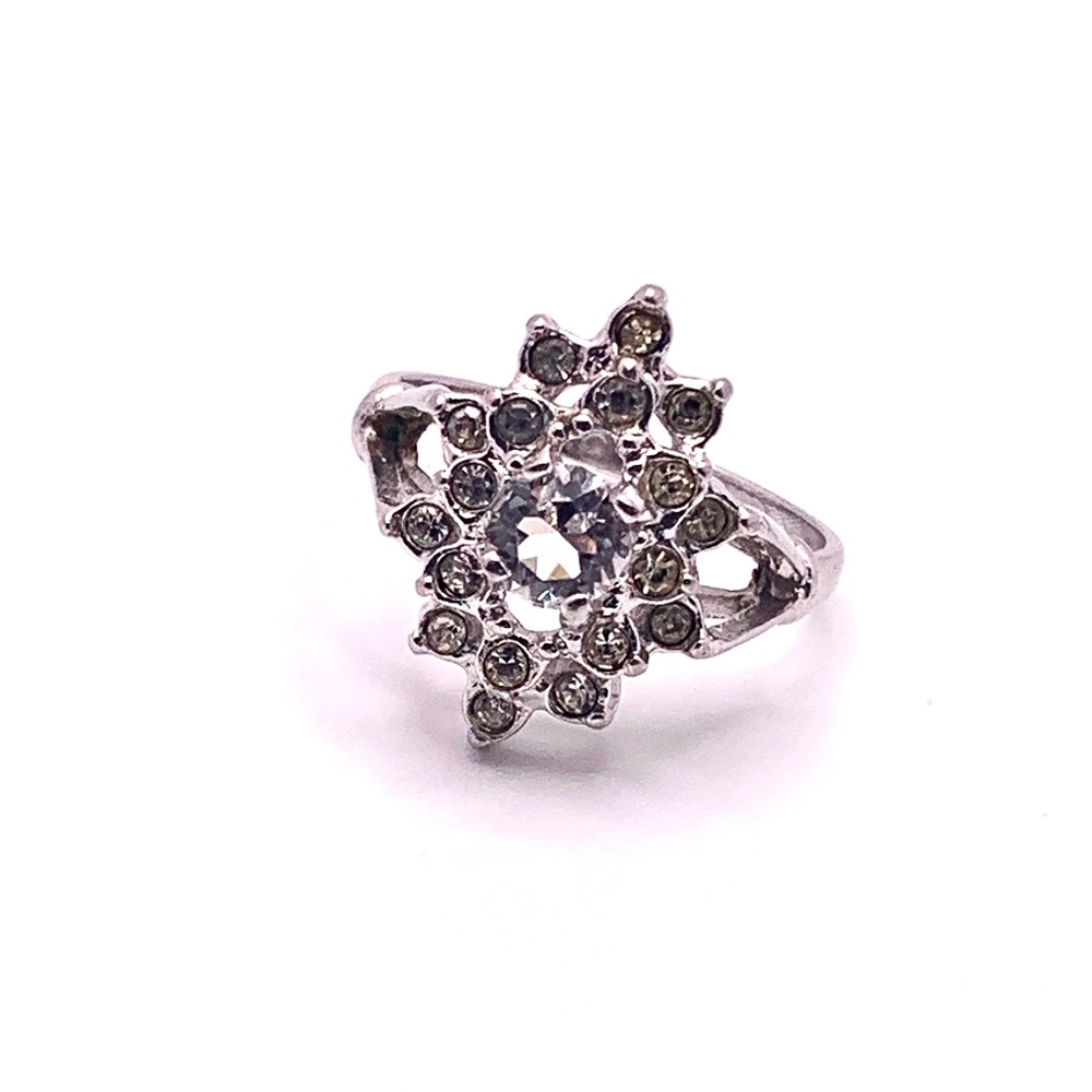 Vintage silver-plated Uncas Art Deco Ring, size 8